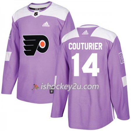 Mænd NHL Philadelphia Flyers Trøje Sean Couturier 14 Adidas 2017-2018 Lilla Fights Cancer Practice Authentic